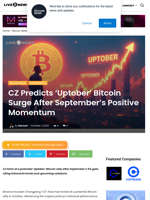 CZ Predicts 'Uptober' Bitcoin Surge After September’s Positive Momentum | Live Bitcoin News