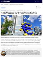 Malta Opposes EU Crypto Centralization