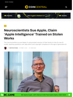 Neuroscientists Sue Apple, Claim ‘Apple Intelligence’ Trained on Stolen Works - CoinCentral