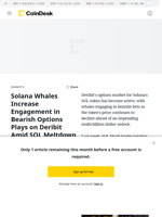 Solana News: SOL Meltdown and Impending Token Unlock Spark Whale Engagement in Bearish Options Plays on Deribit