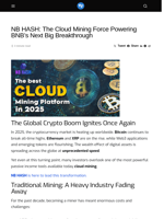 NB HASH: The Cloud Mining Force Powering BNB’s Next Big Breakthrough - Visionary Financial