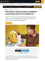 Poll Shows Crypto-focused Candidates Could Sway Voters in US Midterms