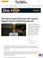 FIFA World Cup 2026 kicks off crypto's biggest sports marketing push yet