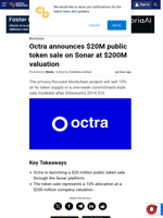 Octra announces $20M public token sale on Sonar at $200M valuation