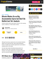 Bitcoin Whales Go on Big Accumulation Spree but Don't Be Bullish Just Yet: Analysts