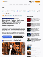 Elon Musk Pushes 'Universal High Income' Checks as Ultimate Solution for AI Unemployment