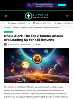Whale Alert: The Top 2 Tokens Whales Are Loading Up for x85 Returns - Crypto News Flash