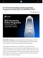 PU Prime Named Best Introducing Broker Programme at the 2025 UF AWARDS APAC - Visionary Financial