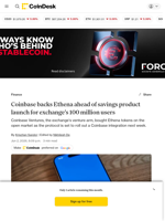 Coinbase (COIN) backs Ethena (ENA) ahead of savings product launch for 100 million users