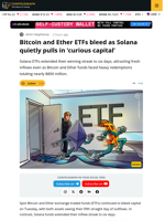 Bitcoin, Ether ETF Outflows Deepen as SOL Inflows Surge Amid Macro Jitters