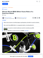 Radical Bitcoin Plan Could Freeze $590 Billion Amid Quantum Risk