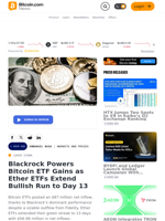 Blackrock Powers Bitcoin ETF Gains as Ether ETFs Extend Bullish Run to Day 13 – Markets and Prices Bitcoin News