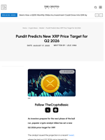 Pundit Predicts New XRP Price Target for Q2 2026