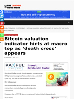 Bitcoin valuation indicator hints at macro top as ‘death cross’ appears - The Crypto News Wire