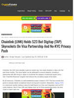 Chainlink (LINK) Holds $23 But Digitap (TAP) Skyrockets On Visa Partnership And No-KYC Privacy Push