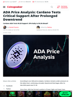 ADA Price Analysis: Cardano Tests Critical Support After Prolonged Downtrend - Coinspeaker