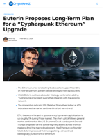 Buterin Proposes Long-Term Plan for a “Cypherpunk Ethereum” Upgrade