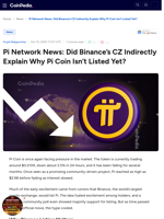 Pi Network News: Did Binance’s CZ Indirectly Explain Why Pi Coin Isn’t Listed Yet?