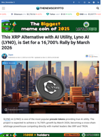 This XRP Alternative with AI Utility, Lyno AI (LYNO), is Set for a 16,700% Rally by March 2026