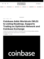 Coinbase Adds Worldcoin (WLD) to Listing Roadmap, Supports Trading on Optimism Network and Coinbase Exchange - 