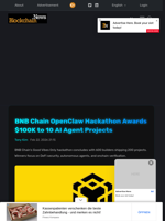 BNB Chain OpenClaw Hackathon Awards $100K to 10 AI Agent Projects - Blockchain.News