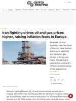 Iran fighting drives oil and gas prices higher, raising inflation fears in Europe
