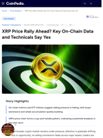 XRP Price Rally Ahead? Key On-Chain Data and Technicals Say Yes