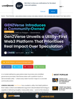GenZVerse Unveils a Utility-First Web3 Platform That Prioritises Real Impact Over Speculation | Live Bitcoin News