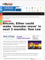 Bitcoin, Ether could make ‘monster move’ in next 3 months: Tom Lee - The Crypto News Wire