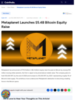 Metaplanet Launches $5.4B Bitcoin Equity Raise