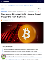 Bloomberg: Bitcoin’s $100K Moment Could Trigger the Next Big Crash