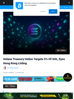 Solana DAT Helius Targets 5% Of SOL, Eyes Hong Kong Listing