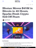 Bhutan Moves $45M in Bitcoin in 48 Hours, Sparks Fresh Crypto Sell-Off Fears