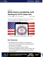White House considering Josh Sterling for CFTC Chair role
