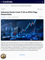 Indonesia Stocks Crash 11.5% as MSCI Flags Market Risks