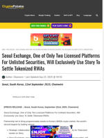 Seoul Exchange, One of Only Two Licensed Platforms For Unlisted Securities, Will Exclusively Use Story To Settle Tokenized RWAs