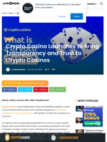 Crypto.Casino Launches to Bring Transparency and Trust to Crypto Casinos | Live Bitcoin News