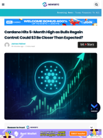Cardano Hits 5-Month High as Bulls Regain Control: Could $3 Be Closer Than Expected?