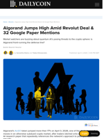 Algorand Jumps High Amid Revolut Deal & 32 Google Paper Mentions - DailyCoin