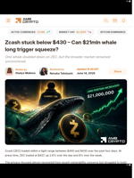 Zcash stuck below $430 – Can $21mln whale long trigger squeeze? - AMBCrypto