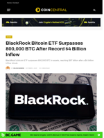 BlackRock Bitcoin ETF Surpasses 800,000 BTC Record $4 Billion