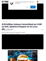 8.18 Million Solana Committed on CME as SOL Options Prepare to Go Live - U.Today