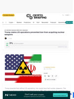 Trump claims US operations prevented Iran from acquiring nuclear weapons