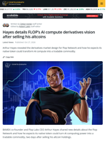 Hayes Details FLOP’s AI Compute Derivatives Vision After Selling Altcoins