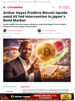 Hayes Predicts Bitcoin Upside amid US Fed Intervention in Japan's Bond Market