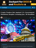 Crypto Traders Bet Against U.S. Government Shutdown Despite Looming Jan. 30 Deadline