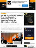 BTC Inc. And Strategy Agree To Five-Year Strategic Partnership Renewal Extending Bitcoin For Corporations Initiative