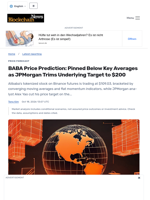 BABA Price Prediction: Pinned Below Key Averages as JPMorgan Trims Underlying Target to $200 - Blockchain.News