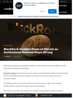 BlackRock Buys $136.5M Bitcoin as ETF Demand Holds