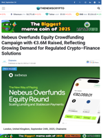 Nebeus Overfunds Equity Crowdfunding Campaign with €3.6M Raised, Reflecting Growing Demand for Regulated Crypto–Finance Solutions - TheNewsCrypto